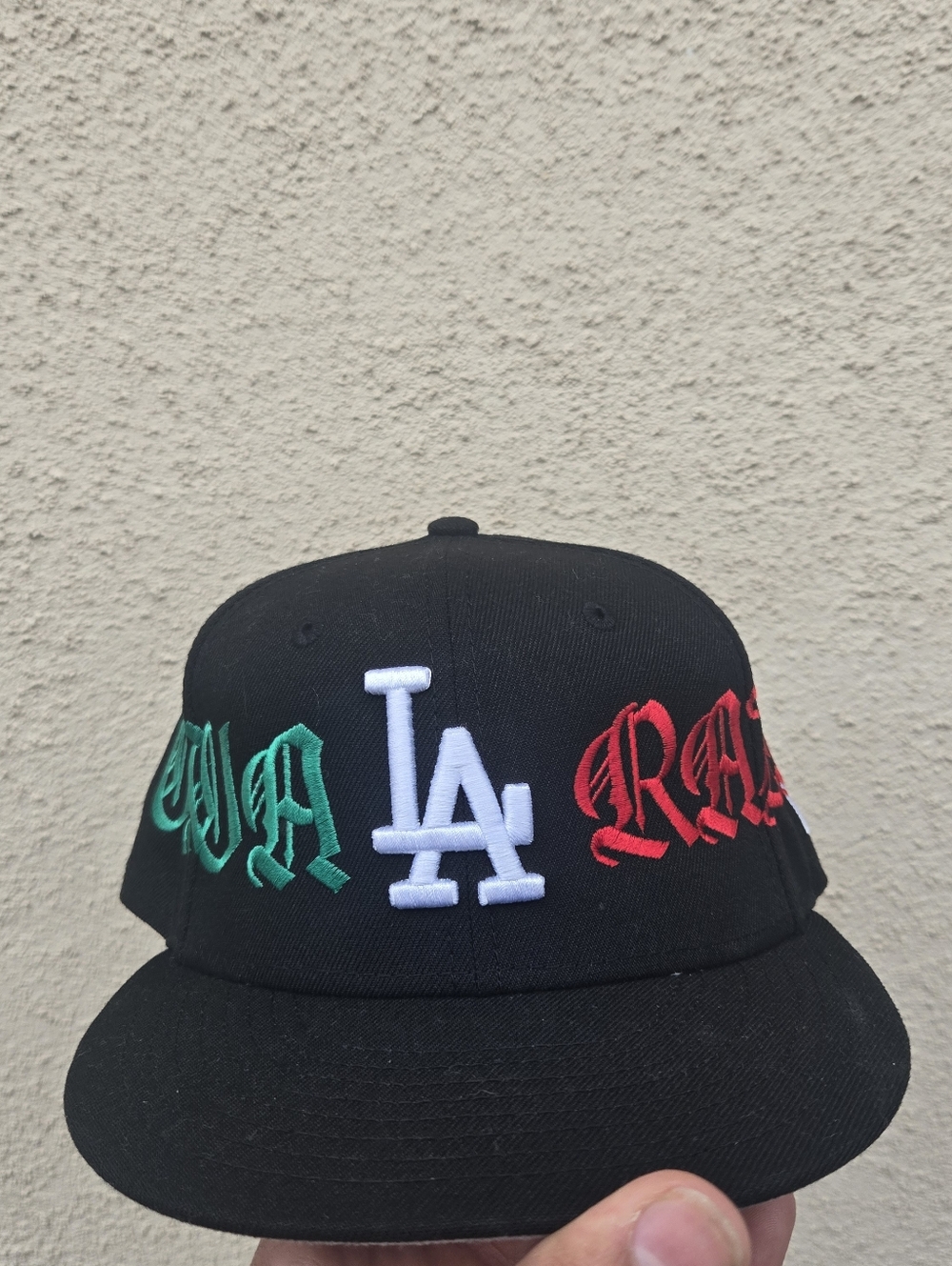 Black LA Baseball Cap with Tricolor Embroidery